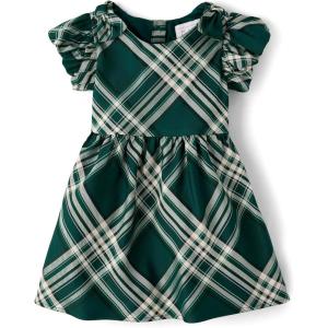 The Children’s Place,and Toddler Short Sleeve Dressy Dress(Balt Green Plaid)
