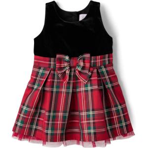 The Children’s Place,and Toddler Short Sleeve Dressy Dress(Classic Red Plaid Velour)