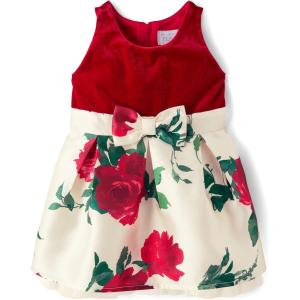 The Children’s Place,and Toddler Short Sleeve Dressy Dress(Red White Floral)