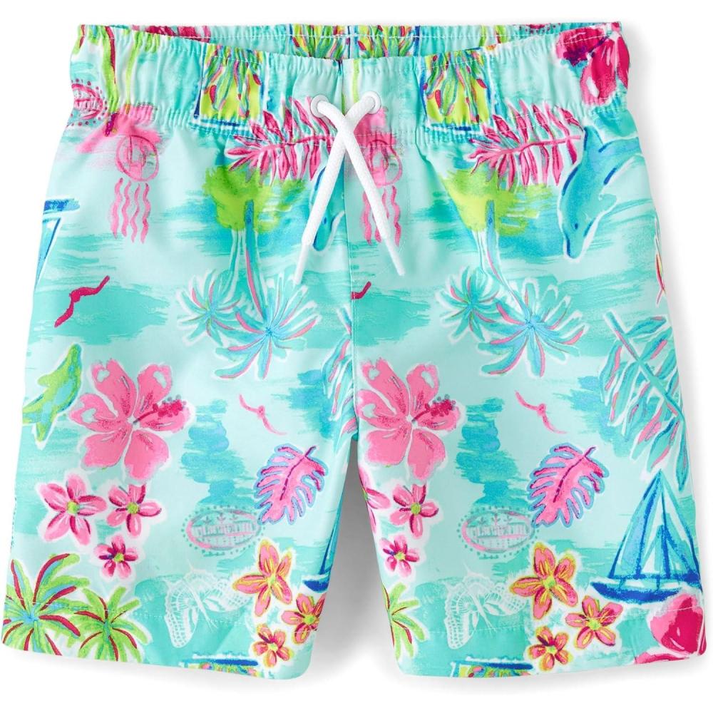 imageThe Childrens Place Boys Swim TrunksBlue Coral