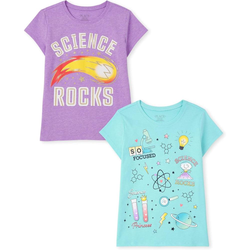 imageThe Childrens Place Girls School Days Short Sleeve Graphic TShirtsmultipacksScienceScience Rocks