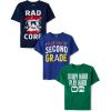 The Children’s Place Boys School,Learning Short Sleeve Graphic T-Shirts,3 Pack(1st Day of Second Grade/Rad/Study Hard)