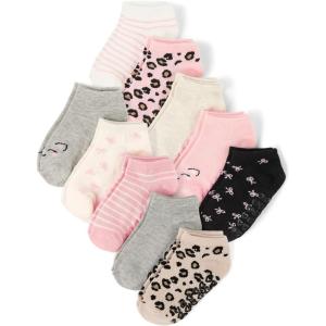 The Children’s Place Baby Girls’ Heart Ankle Socks(Critter 10-pack)