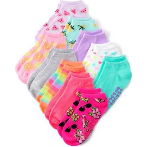 The Children’s Place Baby Girls’ Heart Ankle Socks(Fruity 10-pack)