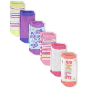 The Children’s Place Baby Girls’ Heart Ankle Socks(Happy Face 6-pack)
