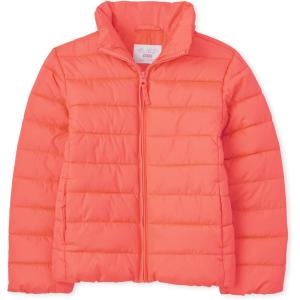 The Children’s Place Girls’ Medium Weight Wind-Resistant, Water-Resistant Puffer Jacket(Soft Pink)