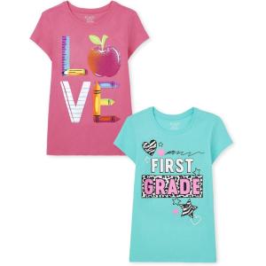 The Children’s Place Girls School Days Short Sleeve Graphic T-Shirts,multipacks(Love/First Grade)