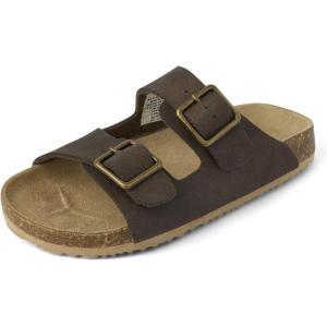 The Children’s Place boys Boys Casual Slip on Double Buckle Slide Sandals(Brown)