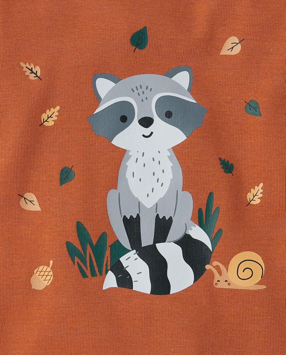 imageThe Childrens Place baby boys Button Long Sleeve Top and Pants Snug Fit 100 Cotton 2 Piece Pajama SetRaccoon Forest