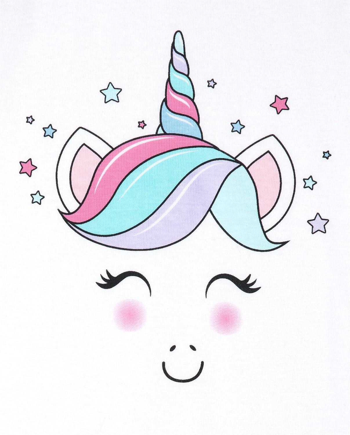 imageThe Childrens Place girls Long Sleeve Top and Pants Snug Fit 100 Cotton 2 Piece Pajama SetKoalaUnicorn 2pack