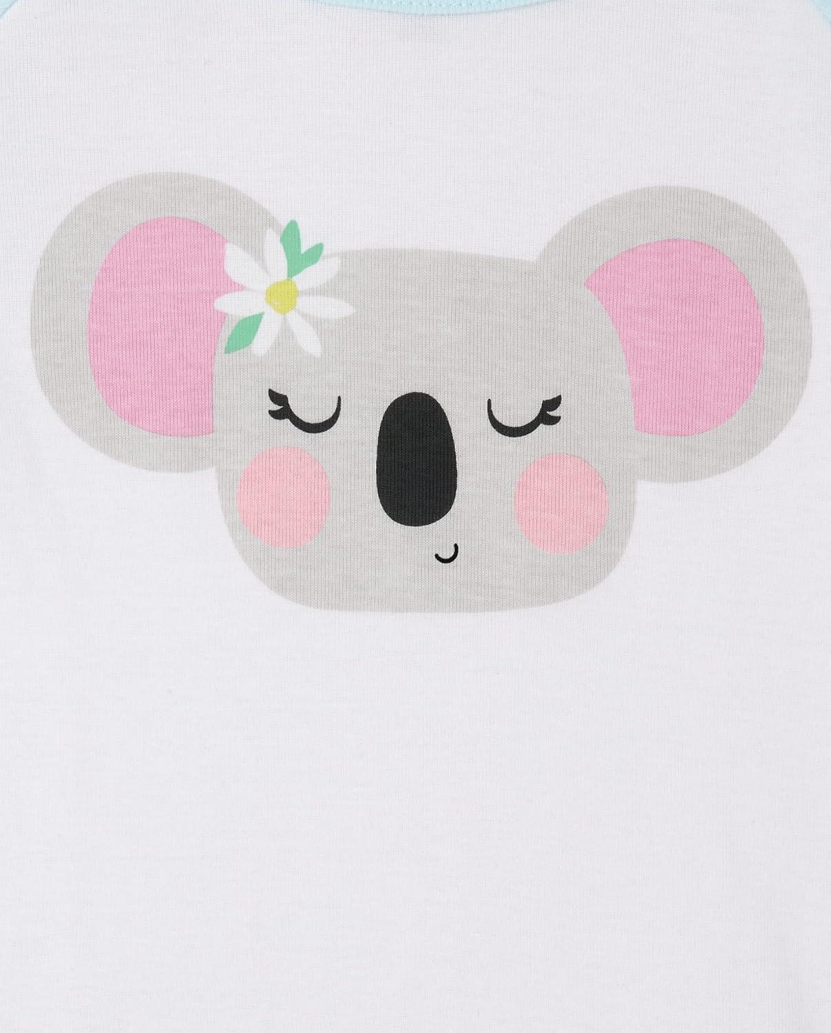 imageThe Childrens Place girls Long Sleeve Top and Pants Snug Fit 100 Cotton 2 Piece Pajama SetKoalaUnicorn 2pack