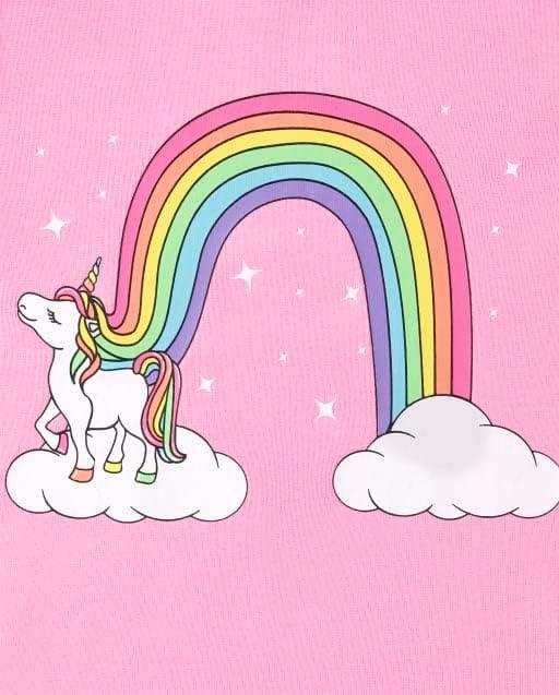 imageThe Childrens Place girls Long Sleeve Top and Pants Snug Fit 100 Cotton 2 Piece Pajama SetUnicorn Sparkle Pink