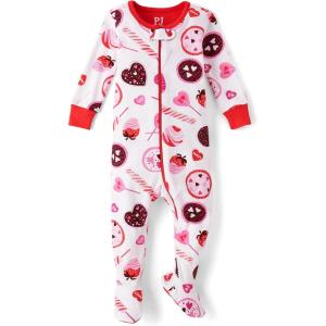 The Children’s Place baby-girls And Toddler Long Sleeve 100% Cotton Zip-front One Piece Footed Pajama(Vday Candy)