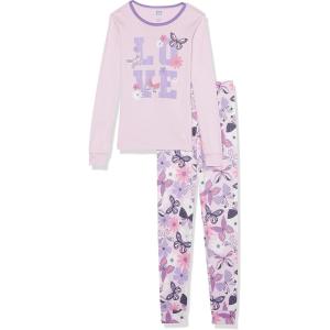 The Children’s Place girls Long Sleeve Top and Pants Snug Fit 100% Cotton 2 Piece Pajama Set(Butterfly Floral)