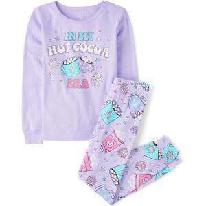 The Children’s Place girls Long Sleeve Top and Pants Snug Fit 100% Cotton 2 Piece Pajama Set(Hot Cocoa Era)