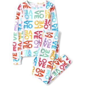The Children’s Place girls Long Sleeve Top and Pants Snug Fit 100% Cotton 2 Piece Pajama Set(Multi Love)