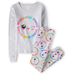 The Children’s Place girls Long Sleeve Top and Pants Snug Fit 100% Cotton 2 Piece Pajama Set(Weekend Mode)