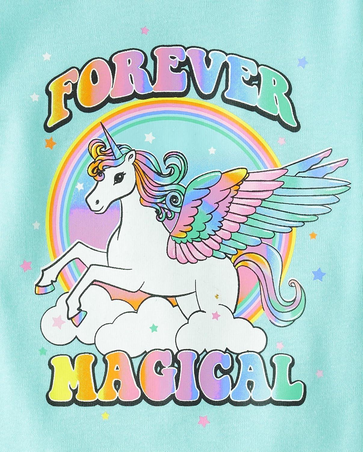 imageThe Childrens Place Baby Girls And Toddler Long Sleeve Top and Pants Snug Fit 100 Cotton 2 Piece Pajama SetForever Magical