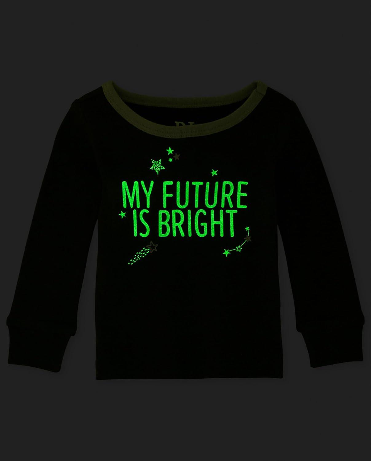 imageThe Childrens Place Baby Girls And Toddler Long Sleeve Top and Pants Snug Fit 100 Cotton 2 Piece Pajama SetMy Future is Bright