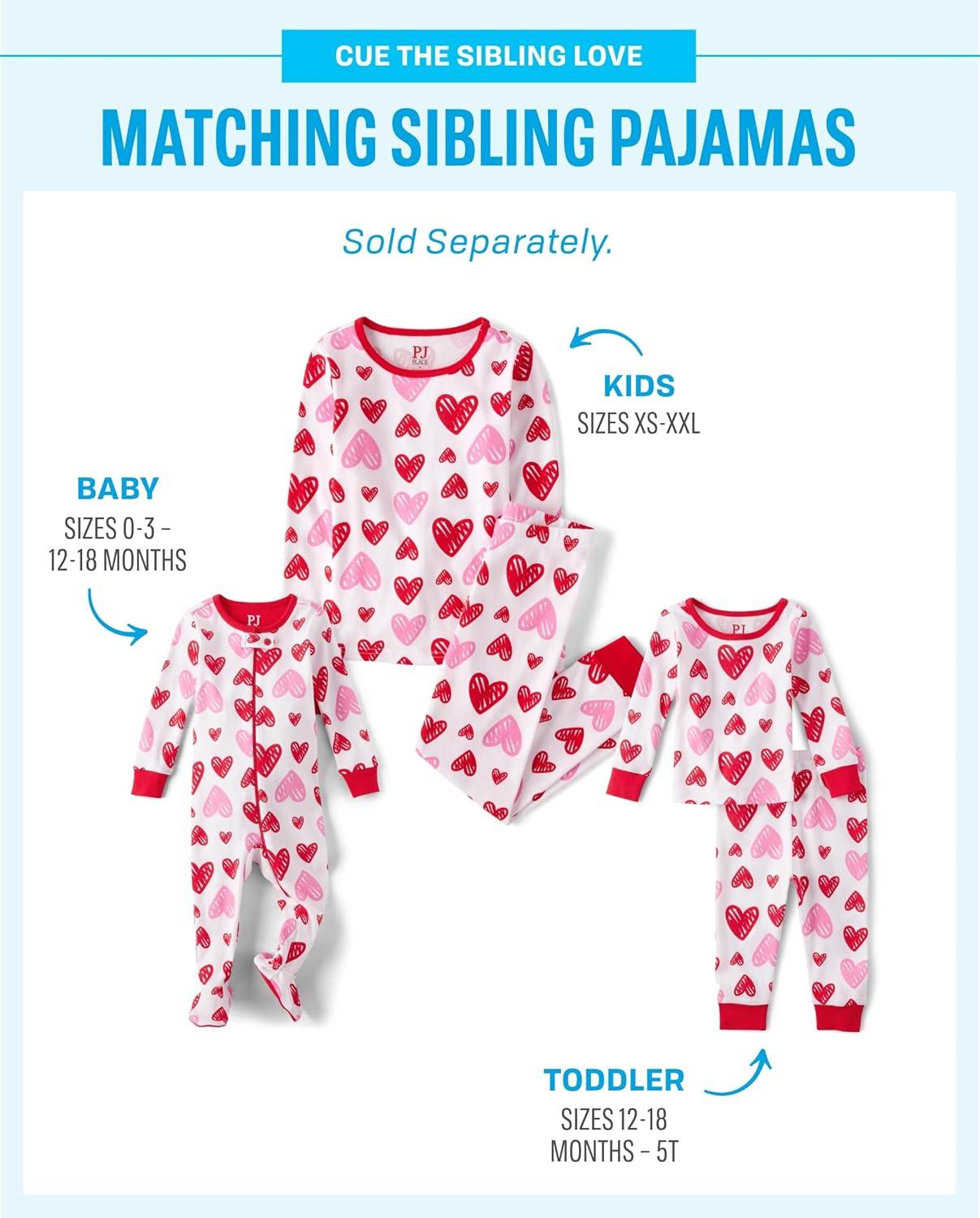 imageThe Childrens Place unisexchild 100 Cotton Long Sleeve Top and Pants2 Piece Pajama SetRed Pink Hearts