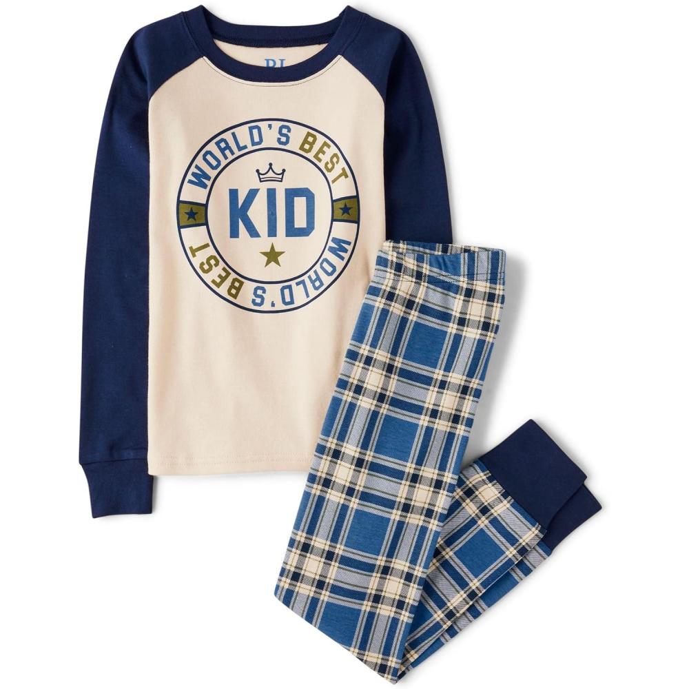 imageThe Childrens Place boys 100 Cotton Long Sleeve Top and Pants2 Piece Pajama SetBest Kid Plaid
