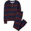 The Children’s Place boys 100% Cotton Long Sleeve Top and Pants,2 Piece Pajama Set(Burgundy Stripe Henley)