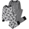 The Children’s Place boys 100% Cotton Long Sleeve Top and Pants,2 Piece Pajama Set(Dino Stripe 2-pack)