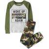 The Children’s Place boys 100% Cotton Long Sleeve Top and Pants,2 Piece Pajama Set(Woke Up Awesome)