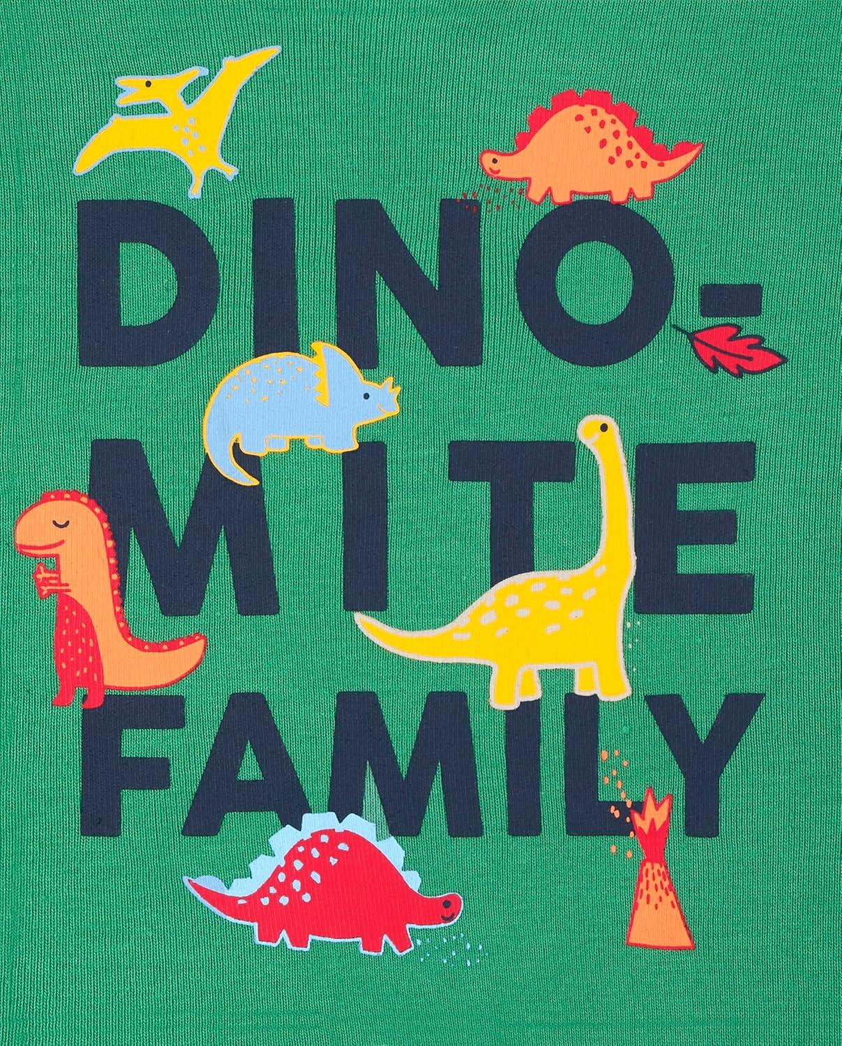 imageThe Childrens Place BabyBoys and Toddler Snug Fit 100 Cotton Short Sleeve Top and Shorts 2Piece Pajama SetDino Mite