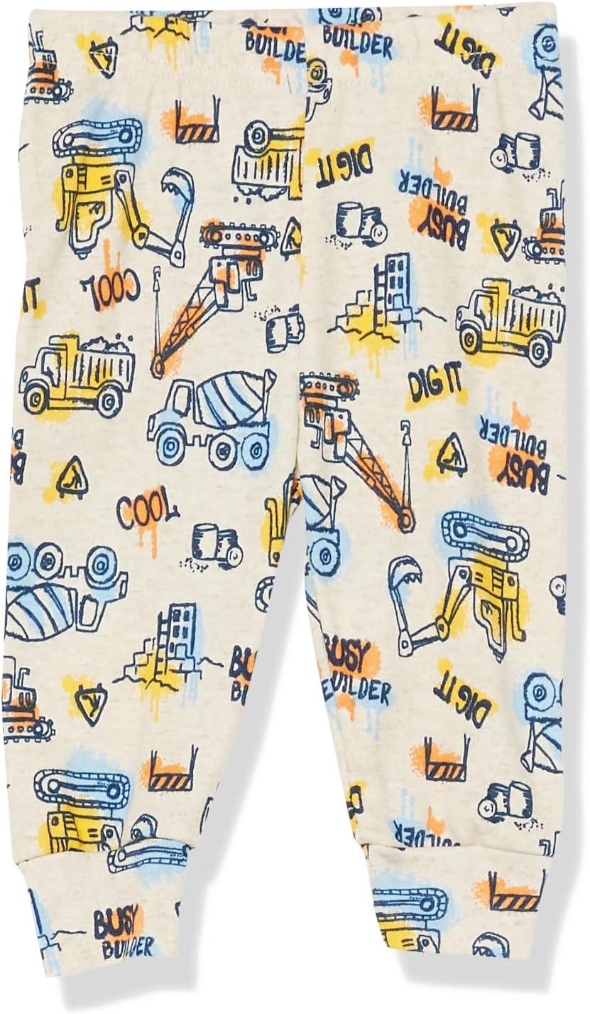 imageThe Childrens Place babyboys And Toddler Long Sleeve Top and Pants Snug Fit 100 Cotton 4 Piece Pajama SetDrawn Trucks
