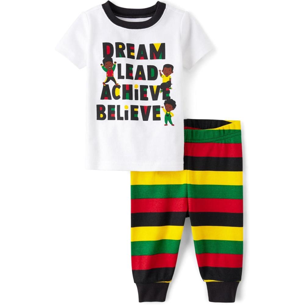 imageAnd Toddler Snug Fit 100 Cotton Short Sleeve Top and Pants 2 Piece Pajama SetBlack History