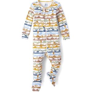 And Toddler 100% Cotton Long Sleeve Zip Front One Piece Footed Pajamas,sleep & Play(Vintage Dino Stripe)