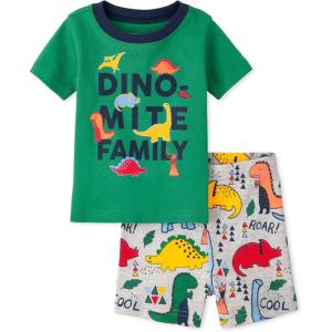 The Children’s Place Baby-Boys and Toddler Snug Fit 100% Cotton Short Sleeve Top and Shorts 2-Piece Pajama Set(Dino Mite)