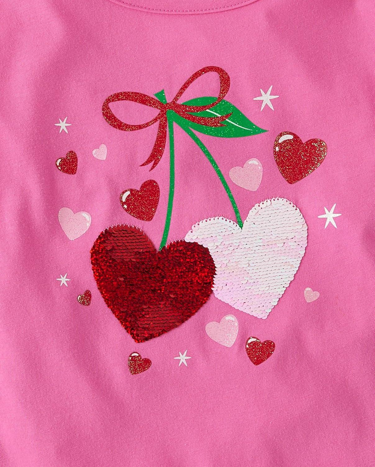 imageThe Childrens Place Girls Long Sleeve Graphic Top with Back DetailCherry Hearts