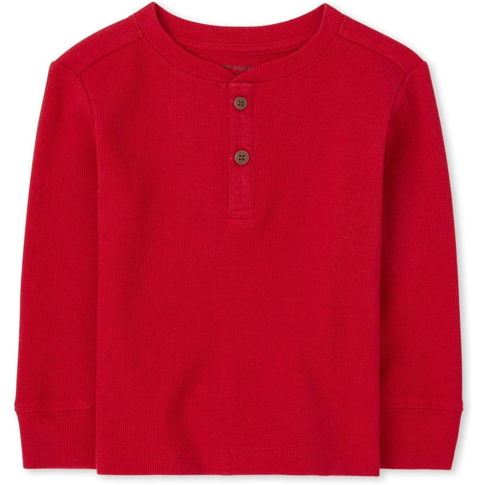 imageThe Childrens Place BabyBoys and Toddler Long Sleeve Thermal Henley ShirtClassic Red
