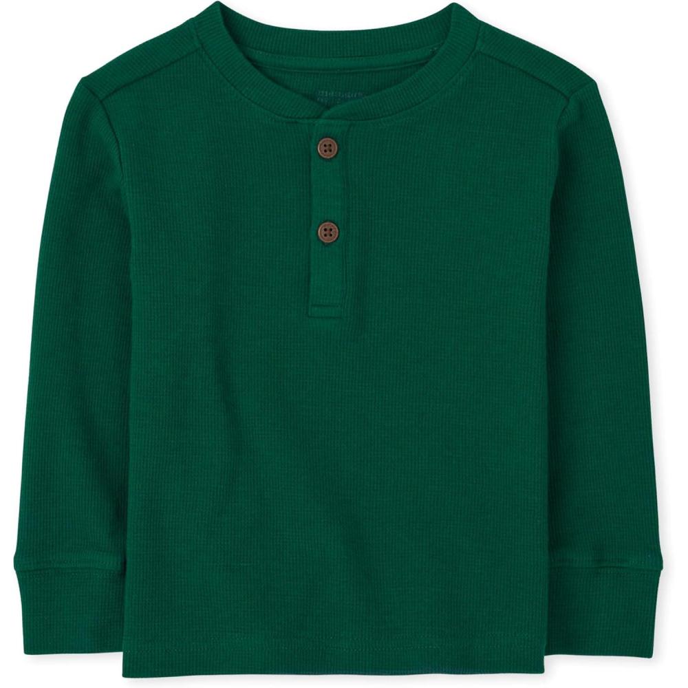 imageThe Childrens Place BabyBoys and Toddler Long Sleeve Thermal Henley ShirtSpruceshad