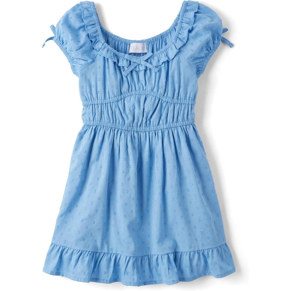 imageThe Childrens Place Girls Casual Ruffle DressShort SleevePearl Blue