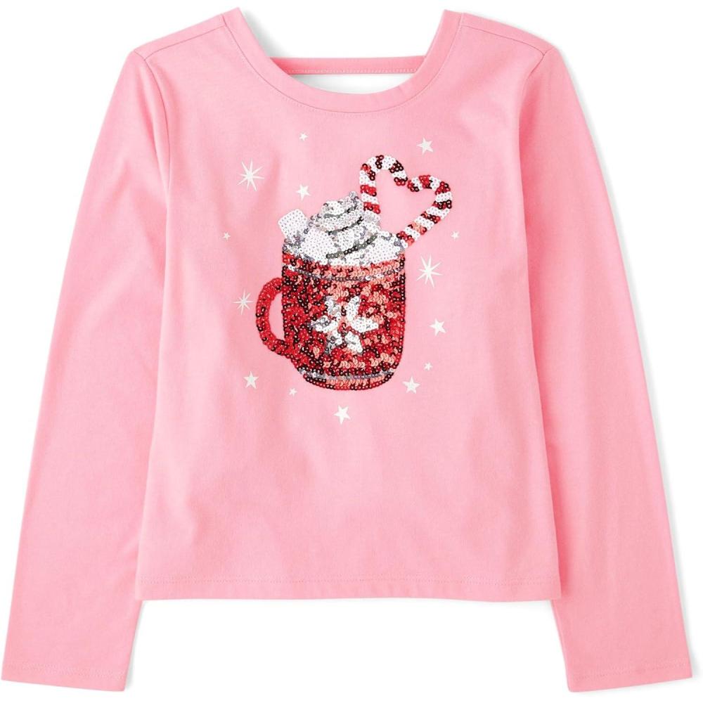 imageThe Childrens Place Girls Long Sleeve Graphic Top with Back DetailPink Candy Cane Mug