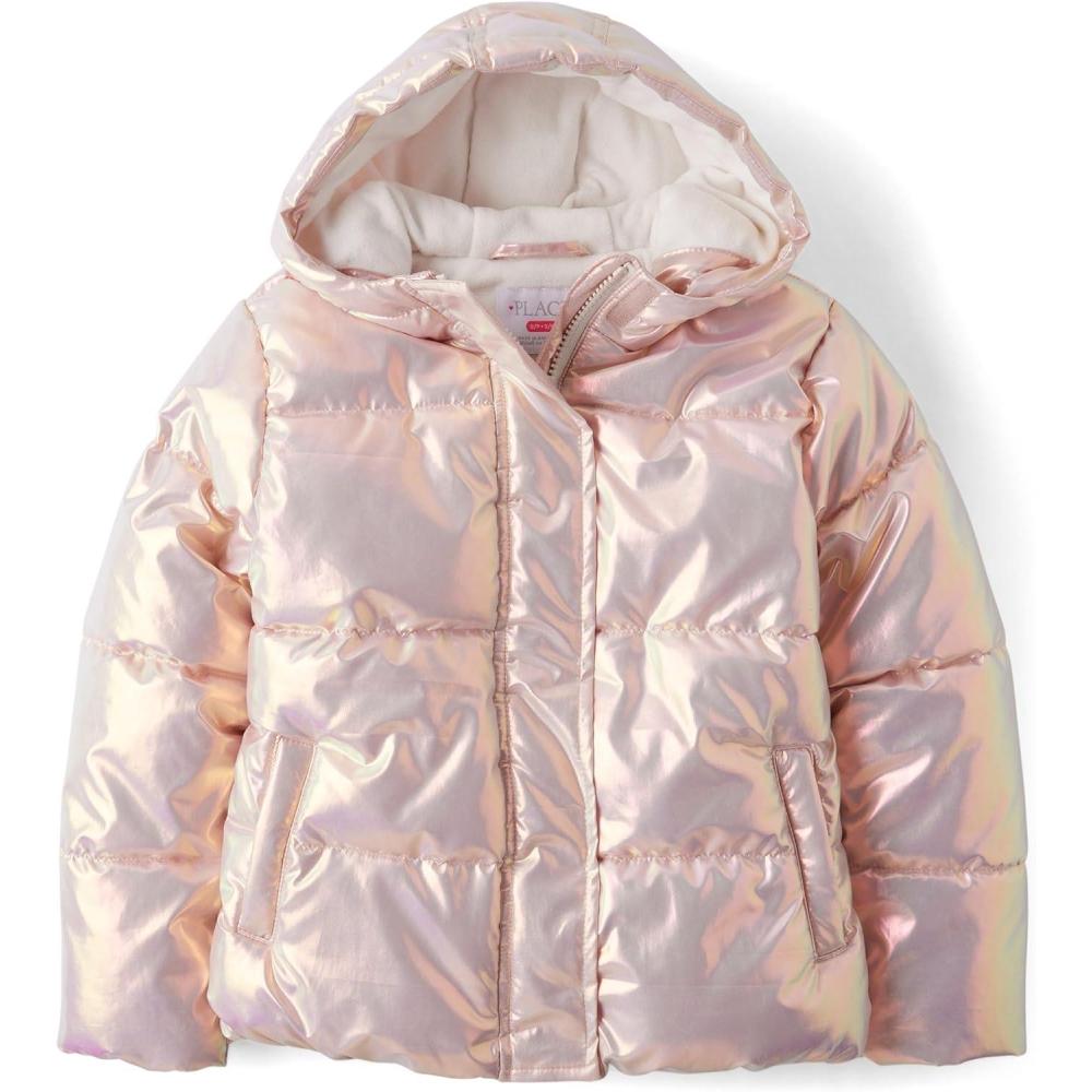 imageThe Childrens Place girls Medium Weight Lined Puffer Jacket Windresistant WaterresistantPink
