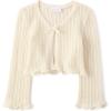 The Children’s Place Girls’ Long Bell Sleeve Tie Front Layering Cardigan(Fair Ivory)