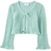 The Children’s Place Girls’ Long Bell Sleeve Tie Front Layering Cardigan(Mint Cream)