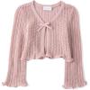 The Children’s Place Girls’ Long Bell Sleeve Tie Front Layering Cardigan(Timid Pink)