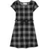 The Children’s Place Girls’ Plaid Stretch Jacquard Short Sleeve Dress(Black Plaid)