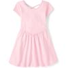 The Children’s Place Girls’ Short Sleeve Basic Skater Dress 2 Pack(Rose Mist)