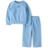 The Children’s Place baby-girls And Toddler Active Long Sleeve Premium Fleece Sweatshirt and Pants, 2-piece Outfit Set(Pearl Blue Crochet)