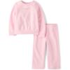 The Children’s Place baby-girls And Toddler Active Long Sleeve Premium Fleece Sweatshirt and Pants, 2-piece Outfit Set(Rose Mist Crochet)