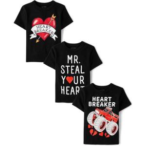 The Children’s Place Baby-Boys and Toddler All Holidays Short Sleeve Graphic T-Shirts,multipacks(Vday Heartbreaker 3-pack)