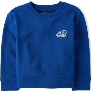 The Children’s Place Boys’ and Toddler Pullover Crew Neck Sweatshirt(Huron Blue)