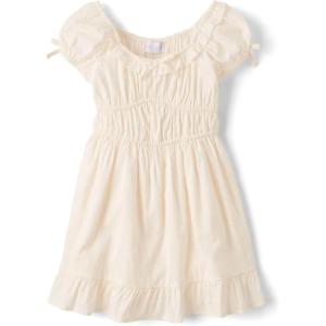 The Children’s Place Girls’ Casual Ruffle Dress,Short Sleeve(White Daisy)