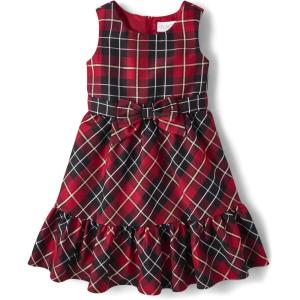The Children’s Place Girls Dressy Dress, Sleeveless(Classic Red Plaid)